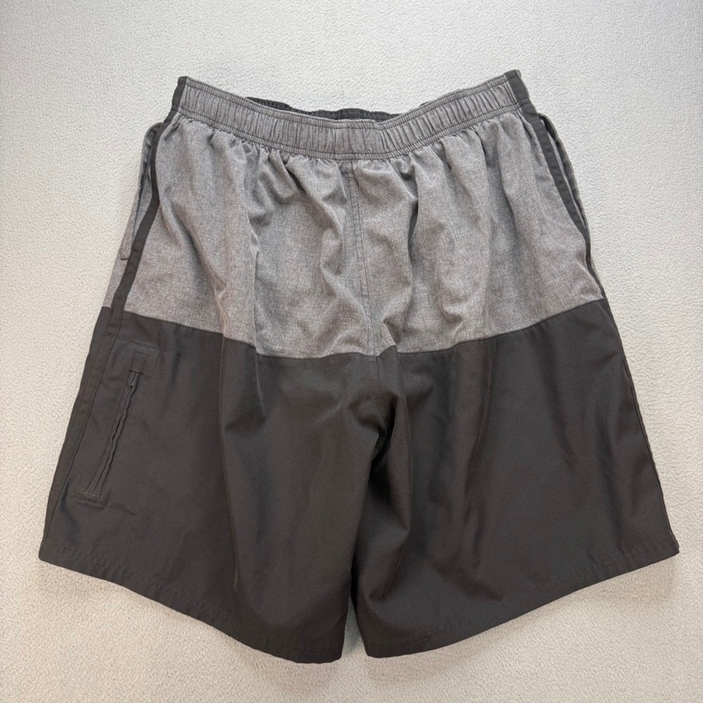 Nike Swim Trunks Board Shorts Regular Fit XL Gray Black Colorblock Drawstring - Picture 13 of 14